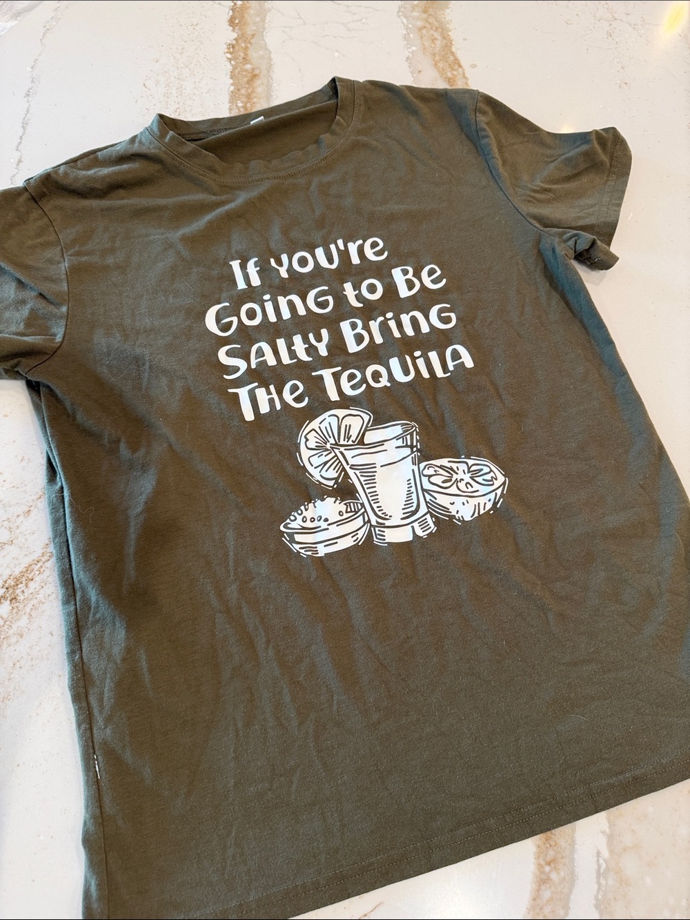 Olive Green 'If You're Going to Be Salty' Graphic Tee